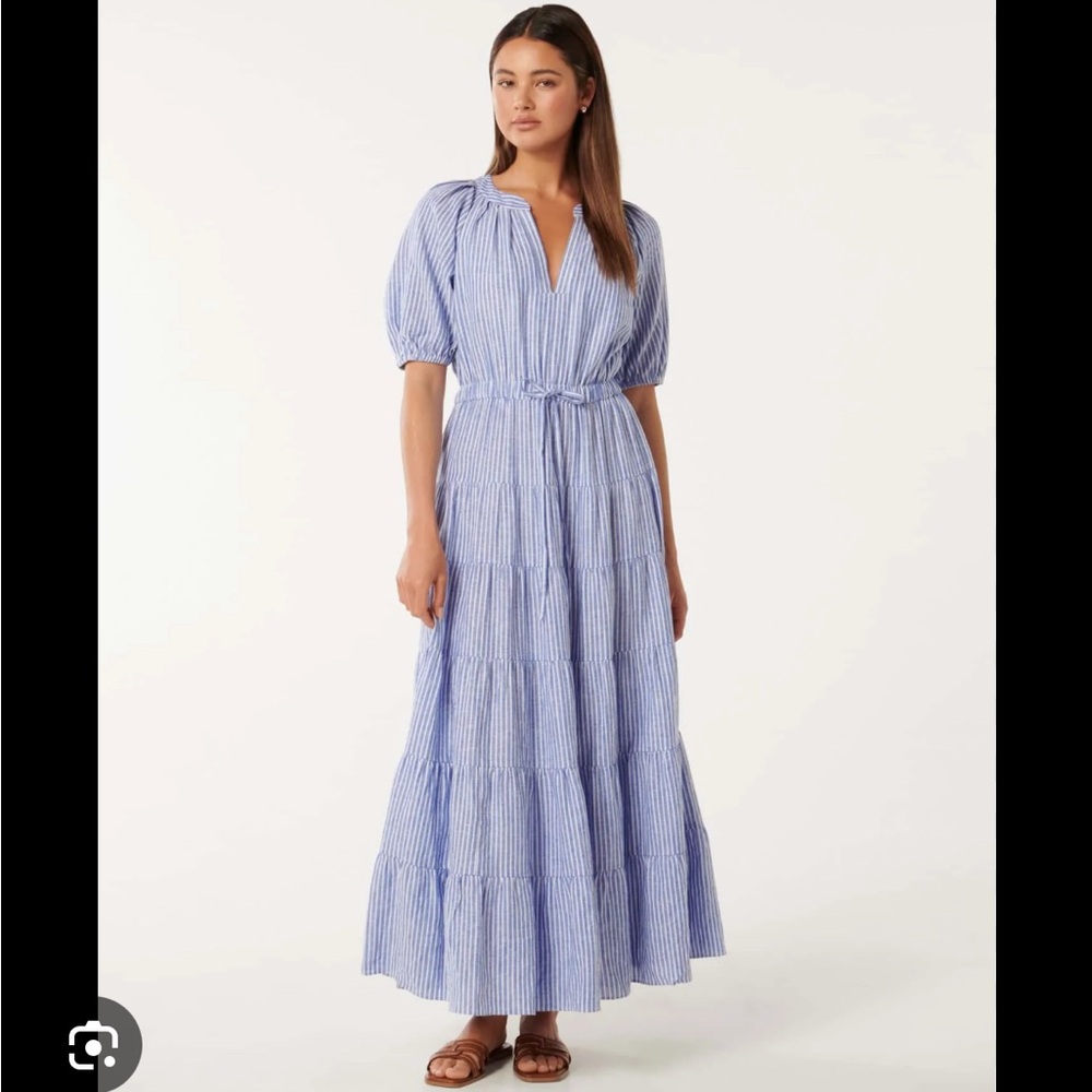 Striped Blue Midi Dress